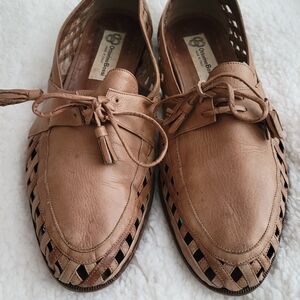 RARE, VTG Ottorino Bossi Men's Leather Peep Toe Loafers,Made In Italy. SZ 9 M